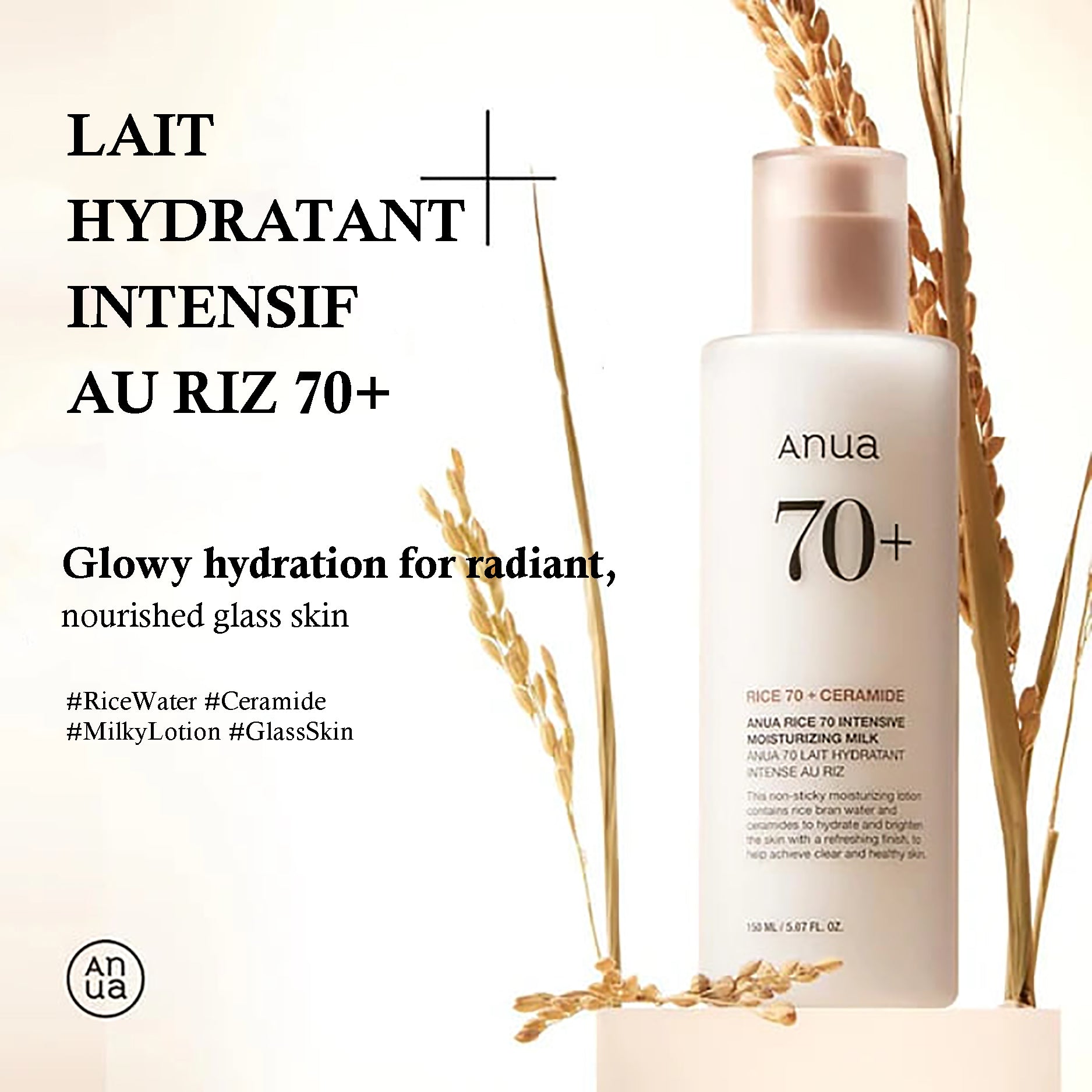 Anua - Rice 70+ Ceramide Lait Hydratant Intensif