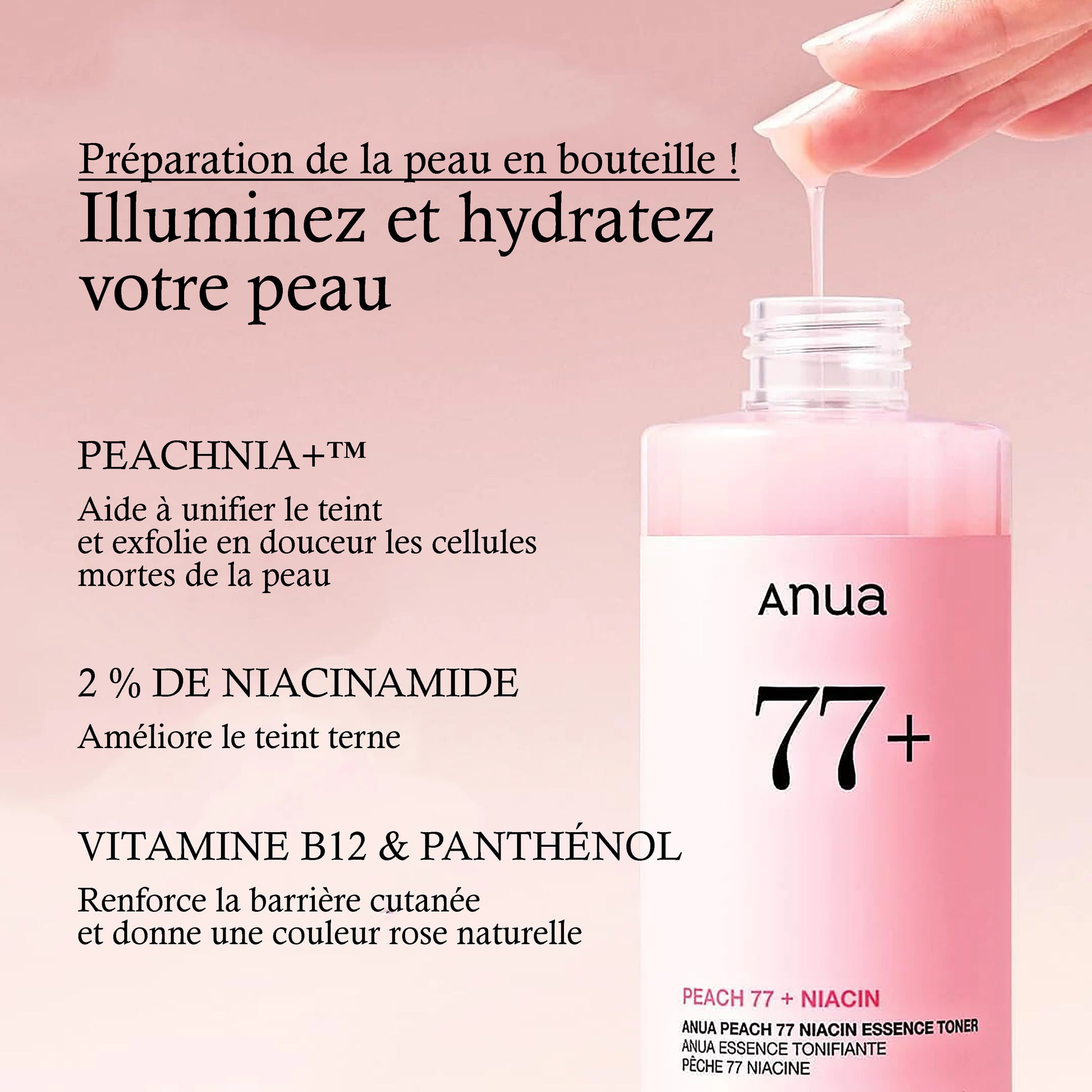 Anua - Tonique-essence hydratant à la pêche 77 % et Niacinamide