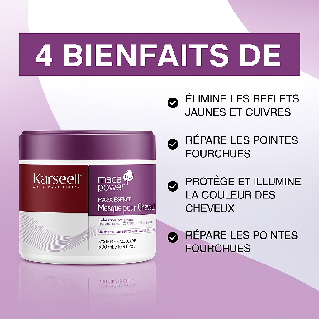Masque capillaire violet Karseell – Neutralisation des reflets jaunes