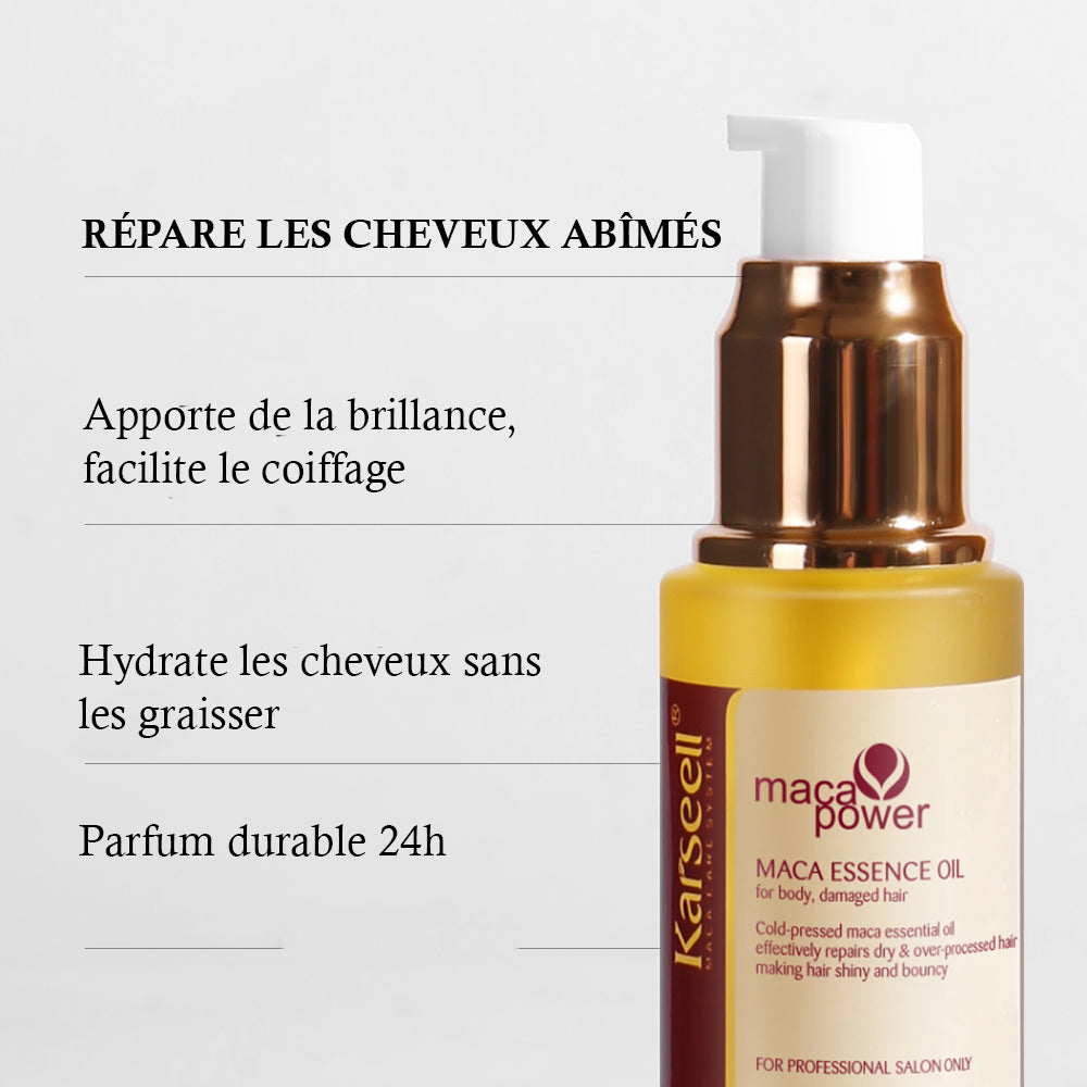 Huile capillaire réparatrice à l’argan marocain Karseell – Nutrition et brillance intense