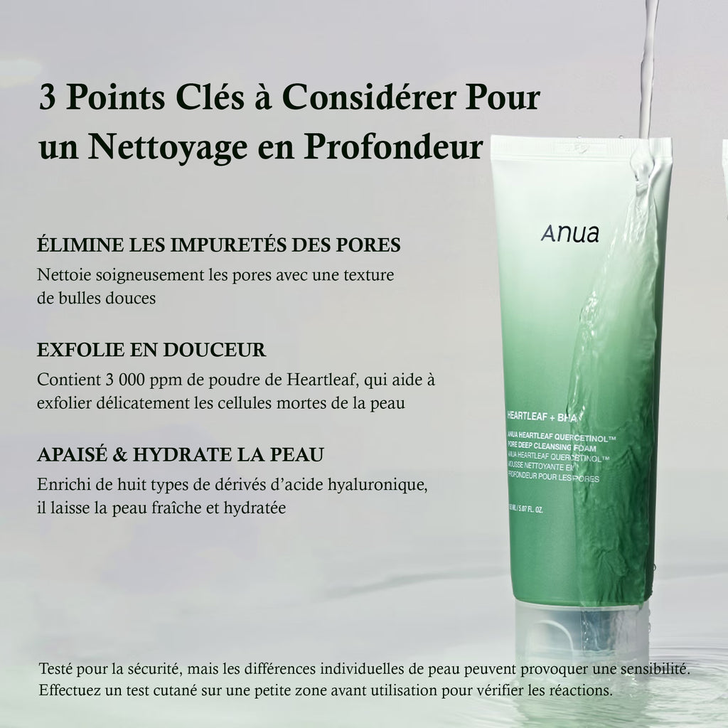 Anua – Mousse nettoyante profonde au Heartleaf + BHA