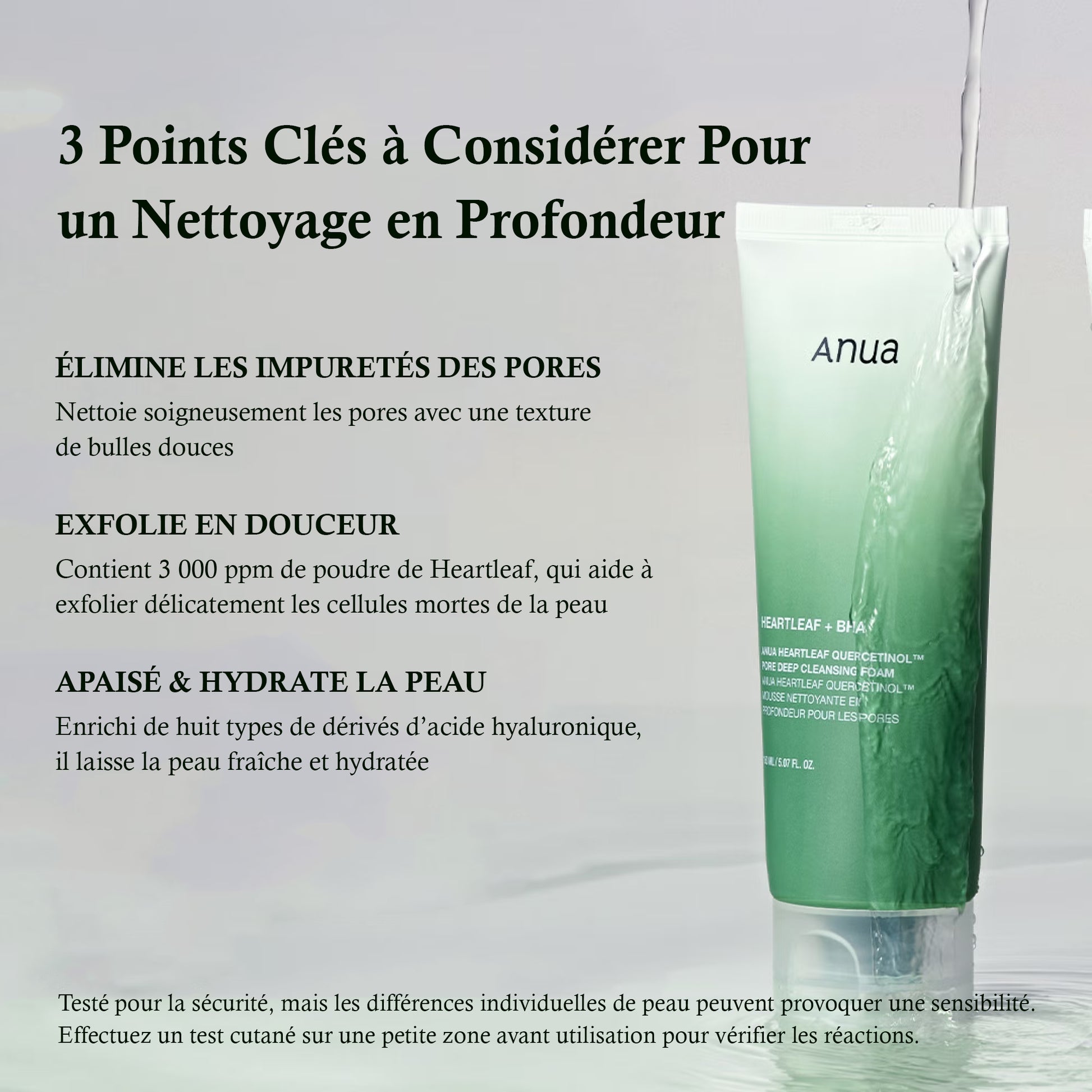 Anua – Mousse nettoyante profonde au Heartleaf + BHA