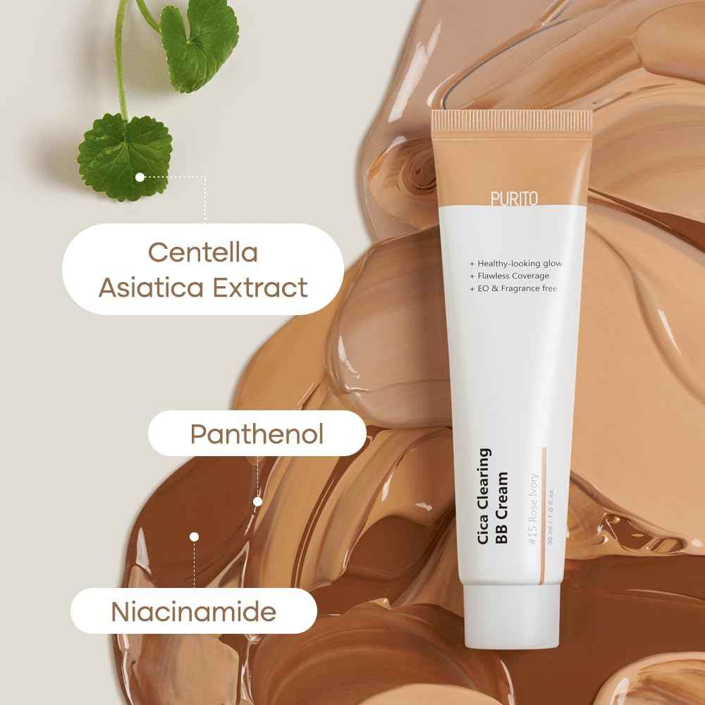 PURITO Cica Clearing BB Cream 30ml  – Crème Teintée Apaisante à la Centella Asiatica