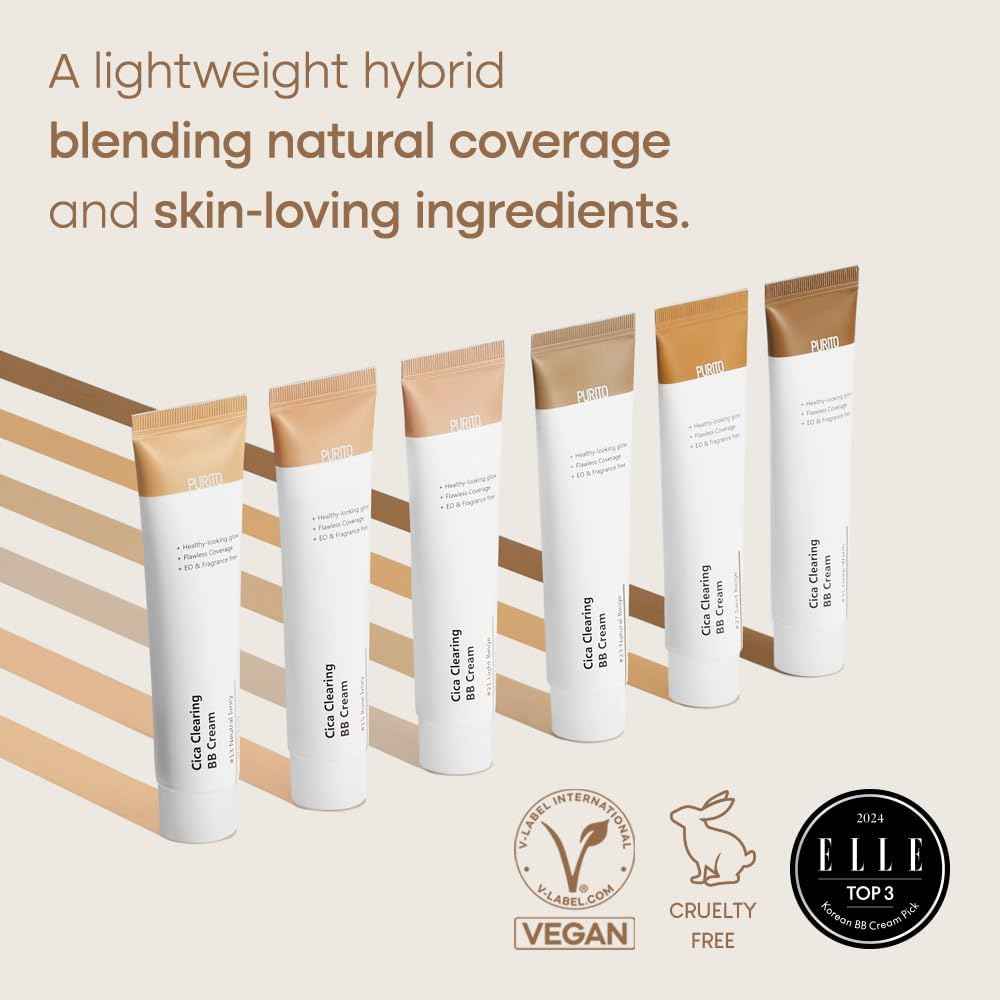PURITO Cica Clearing BB Cream 30ml  – Crème Teintée Apaisante à la Centella Asiatica