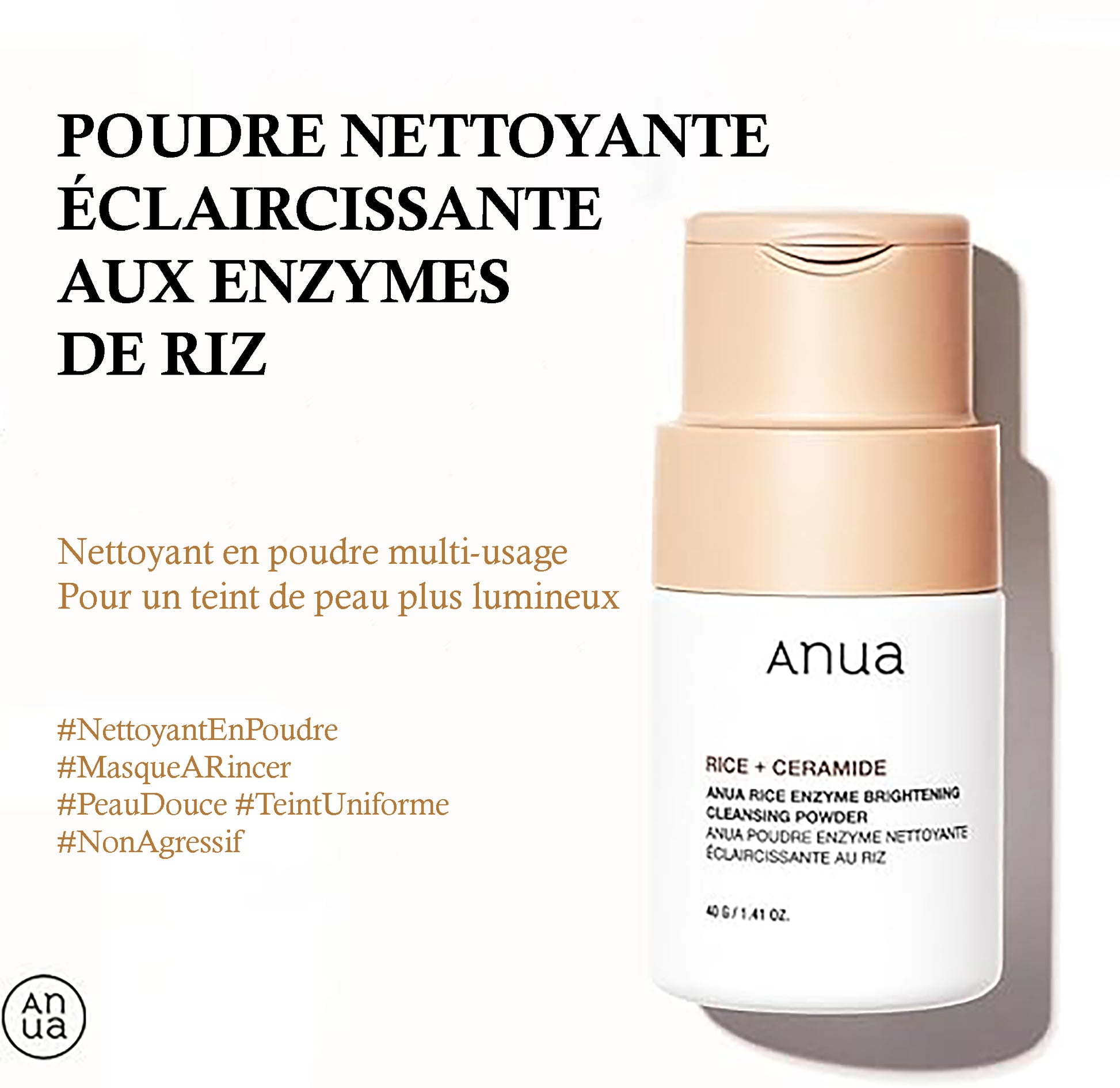 Anua – Poudre Nettoyante Éclaircissante aux Enzymes de Riz