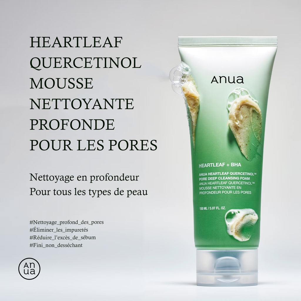 Anua – Mousse nettoyante profonde au Heartleaf + BHA