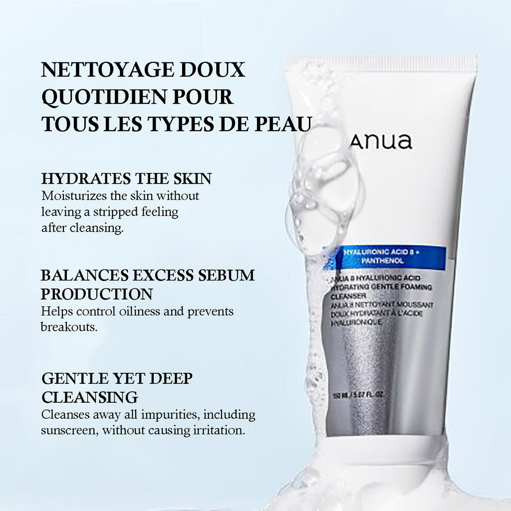 Anua - Mousse Nettoyante Hydratante Douce à l’Acide Hyaluronique