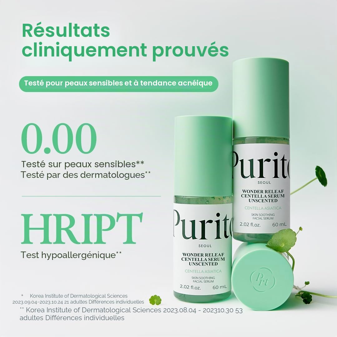 Calming face serum French text