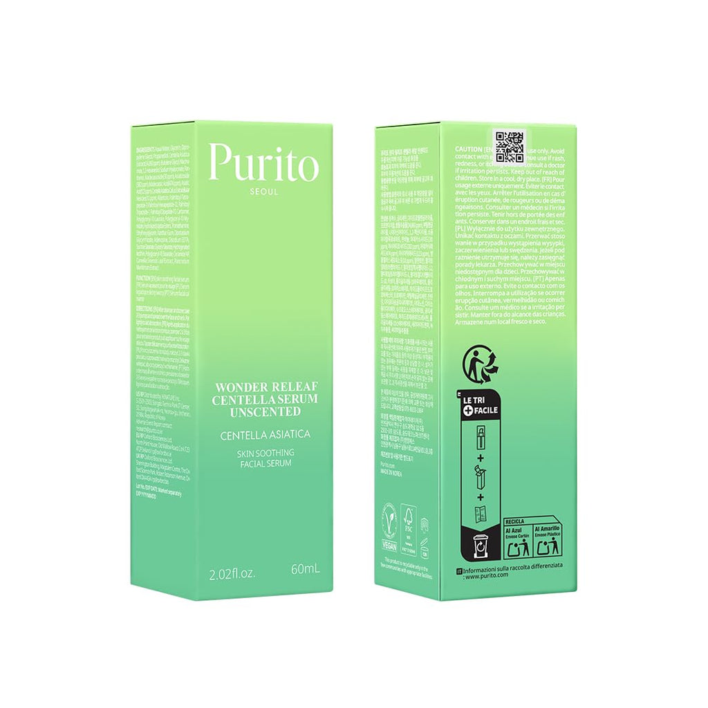 Calming face serum French text
