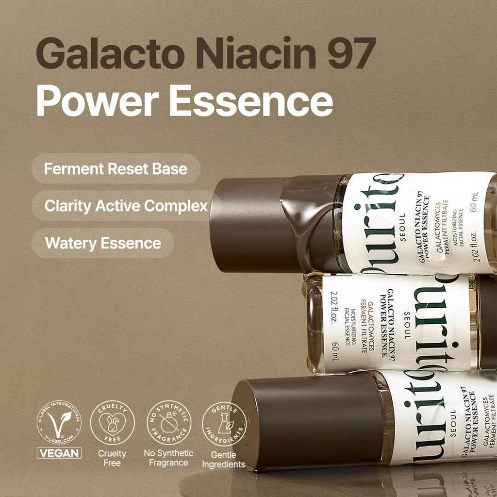 PURITO Galacto Niacin 97 Power Essence 60ml – Essence Visage Illuminatrice aux Galactomyces & Niacinamide